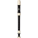 Yamaha YRS-324B Soprano Recorder in Key of C, Baroque Fingering, Double holes, Three-Piece Construction, Simulated Ebony Finish