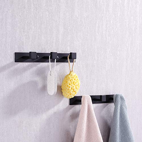 KES Coat Hooks Towel Hook Rack 6 Hooks Set of Two 3Hook Rails Wall