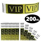 Tyvek Wristbands - Goldistock VIP Deluxe Metallic Gold 200 Count - &frac34;" Arm Bands - Paper-Like Party Armbands - Heavier Tyvek Wrist Bands = Upgrading Your Event