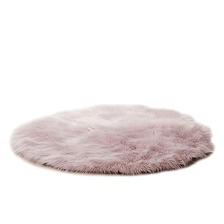 LDA GET Fresh Weiche Künstliche Wolle Boden Teppich, Flauschige Runde Teppich Wohnkultur Für Schlafzimmer Kinderzimmer-Rosa K