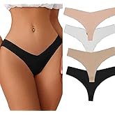 4-Pack Seamless Women's Thongs Breathable Low-Rise No-Show Hipster Briefs, Multi-Pack Underwear