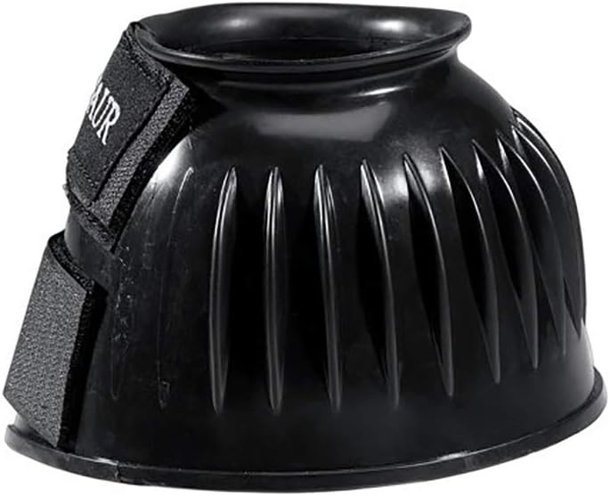 PVC Ribbed Double Hook and Loop Bell Boots, Black, Large