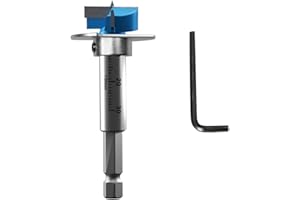 JINSHIBA Forstner Bit 3/4"(20mm), Forstner Drill Bits for Woodworking Tungsten Carbide Wood Hole Saw Opener Wood Drill Bit Hex Shank with Adjust Depth, 1 Allen Wrench