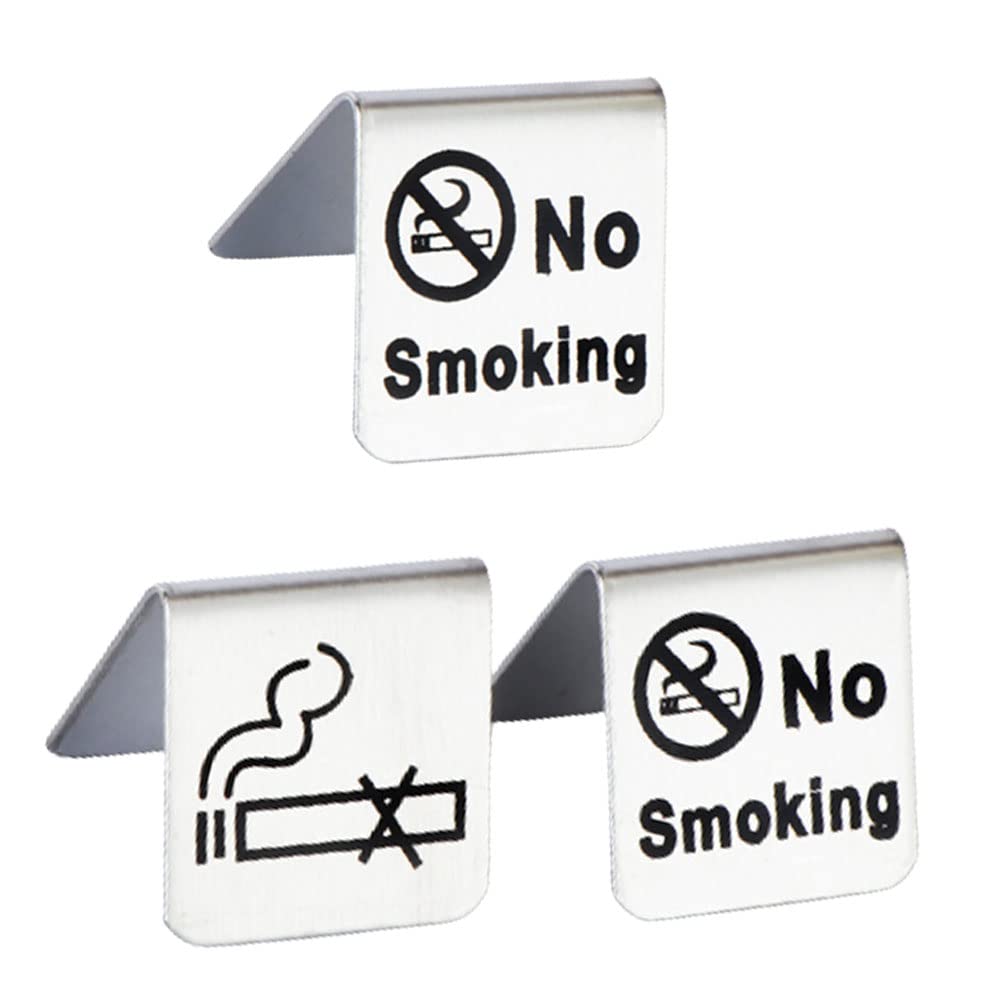 YYdsYQLQ 3 PCS Metal No-Smoking Table Sign Non-Smoking Desk Logo Indicator No Smoking Sign Card Use for Restaurant Office Non-Smoking Desk Logo Indicator