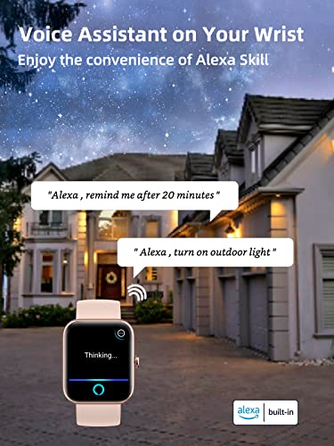 RERE ASW1 Smart Watch for Women, Alexa Built-in,1.69 inch Fitness Tracker with 14 Sport Modes, Blood Oxygen, Heart Rate, Sleep Monitor, 5ATM Waterproof, 10 Day Battery Life, Pink