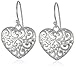 Sterling Silver Filigree Heart Dangle Drop Earrings