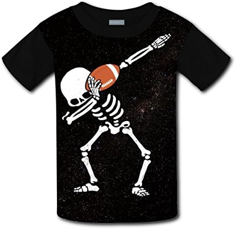 Halloween Dabbing Skeleton Football T-Shirt Unisex Kids Fashion Short Sleeve Tee T-Shirts