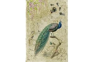 EUROPEAN EXCELLENCY Rice Paper for Decoupage A4 BIRDS (Majestic Peacock - 2 Sheets)