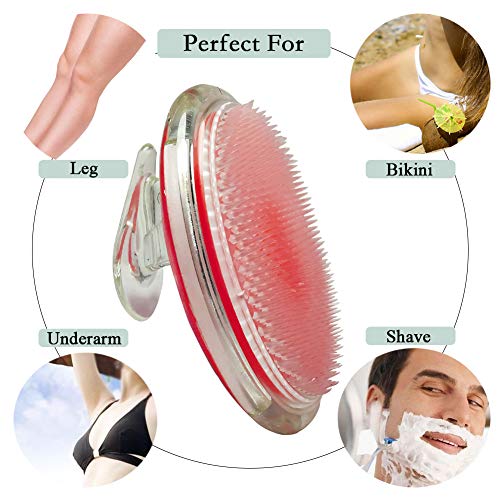 2pcs Exfoliating Brush for Ingrown Hair Treatment, Hair Scalp Massager Shampoo Brush, Exfoliator for Face, Bikini, Armpit, Fascia and Cellulite Blast Massager Tool for Men and Women, Pink