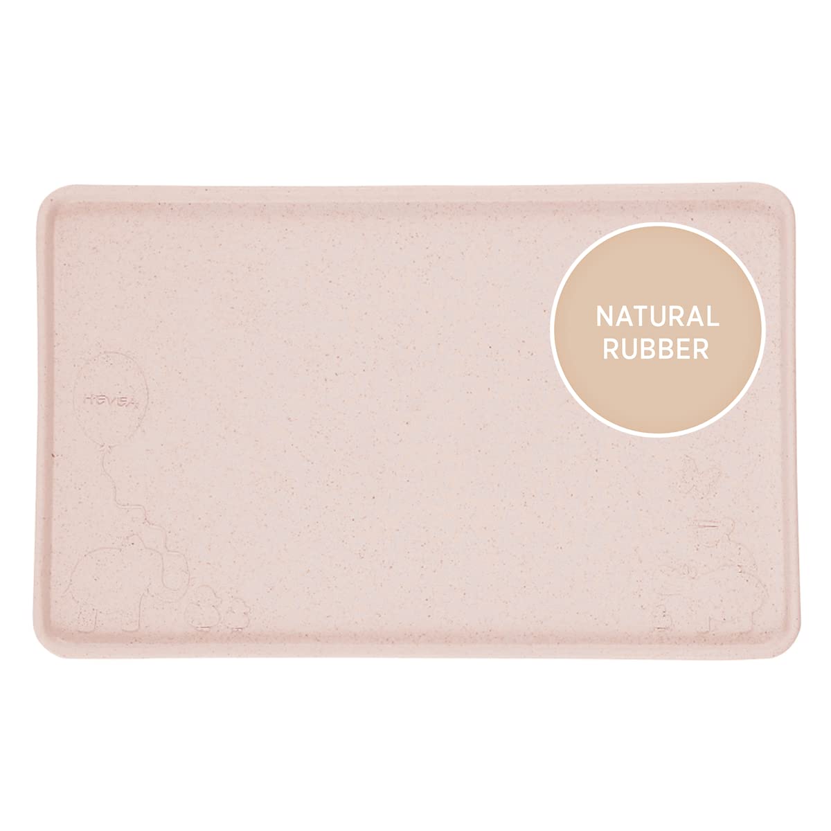 HEVEA Natural Rubber Kids Placemat - Alternative to Silicone and Plastic with Upcycled Material, Safe for Children with Fun Animal Designs and Practical Features (Peach)