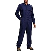 WORK IDEA Men's Coveralls Long Sleeve 100% Cotton Twill Workwear Jumpsuit Relaxed Fit