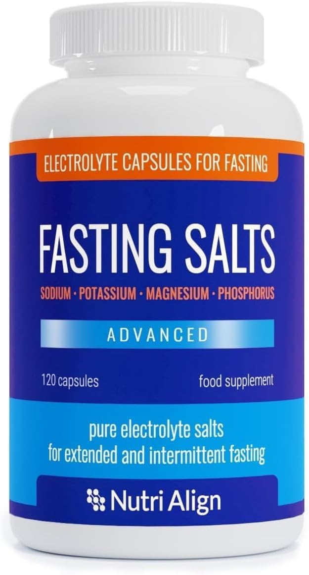 Nutri-Align Fasting Salts Electrolytes Advanced, 120 Capsules | Sodium Potassium Magnesium Phosphorus | Pure Fasting Electrolytes | Sugar Free & Filler Free | Made in The UK