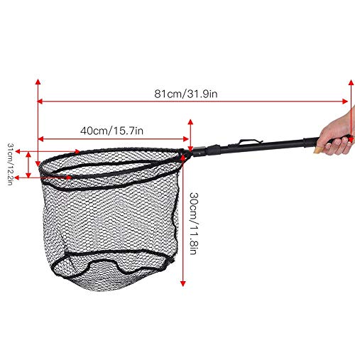 Kescheln Fliegenfischen Netz, Fischernetz Tragbare Aluminiumlegierung Schnellklapp Fliegenfischen Hand Dip Net Fanggeräte zum Fangen von Bass Carp Catfish – Bild 4