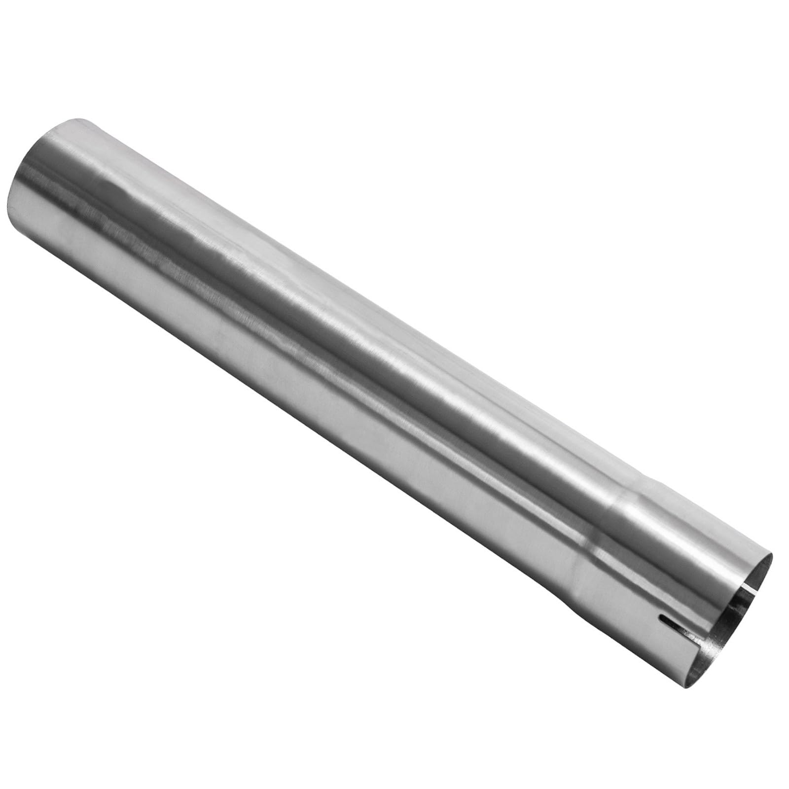 Photo 1 of 3 Inch Exhaust Pipe, T304 Stainless Steel (SS Tubo), Flared & Slotted End, Polished Finish, 17.3” Length, 3” OD-to-ID Adapter, Thickened Wall Straight Tubing for Car Truck Exhaust System
