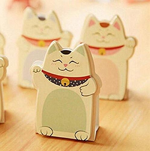 Wendin Pack of 6 Sets Cute Lucky Cat Shaped Sticky Notes Gift for Students Children, Style May Vary