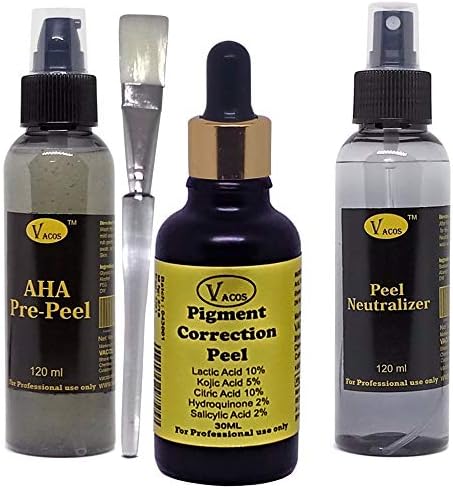 VACOS Antipigment Lactic , Hydroquinone Kojic , Citric with Pre Peel and Neutralizer Chemical Home Skin Pre-Peel Kit
