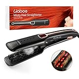 Liaboe Steam Hair Straightener Brush -The Professional Flat Iron with Ion and Infrared Generator, PTC Heating Comb, Natural Mane to Make the Perfect Effect and Hair Care