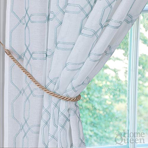 Home Queen Rope Tie Backs for Window Curtain with 4 Hooks, Hand Knitting Buckle Cord Drapery Holdbacks, 4 Pieces, Taupe - Thumbnail 3