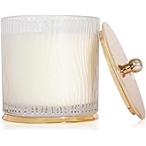 Thymes Frasier Fir Candle - Gilded Collection - Frosted Wood Grain Design with Gold Lid & Base - Pine Scented Candles for Women & Men - Luxury Home Fragrance - Elegant Christmas Decor (Large, 13.5 oz)