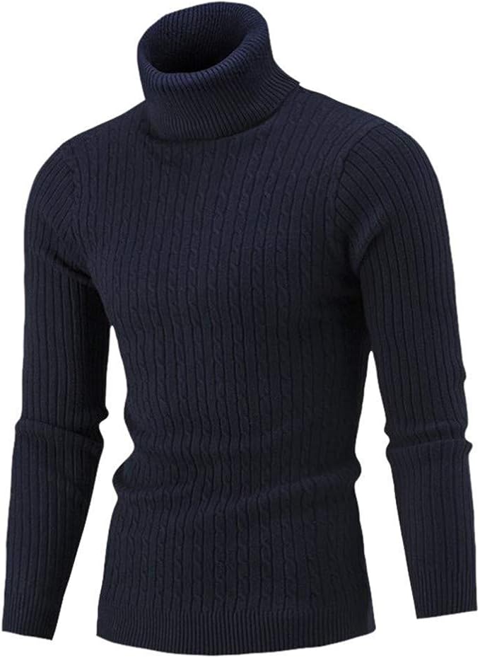 Men's Solid Turtleneck Sweater，Autumn Winter Casual Pure Color Long