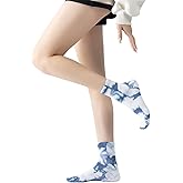 Yoga Pilates Socks with Grips for Women Non Slip Fleece Tie Dye Cushioned Ankle Socks for Barre Ballet Dance