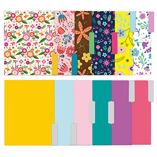 File Folders Letter Size 12 Pack Stationary Decorative File Folders in Bright Colors & Flora