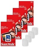 Lot of 4 SanDisk 8GB SD SDHC Class 4 Flash Memory Camera Card SDSDB-008G-B35 Pack + ( 4 Jewel Cases )