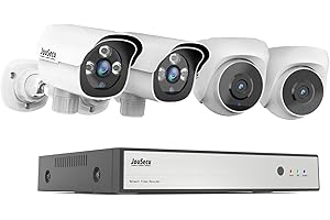 JouSecu 3MP 8CH Security Camera System, 4pcs PoE Security Cameras Wired with Motion Detection, One-Way Audio, 3MP 8CH NVR for 24-7 Recording, NO Hard Drive