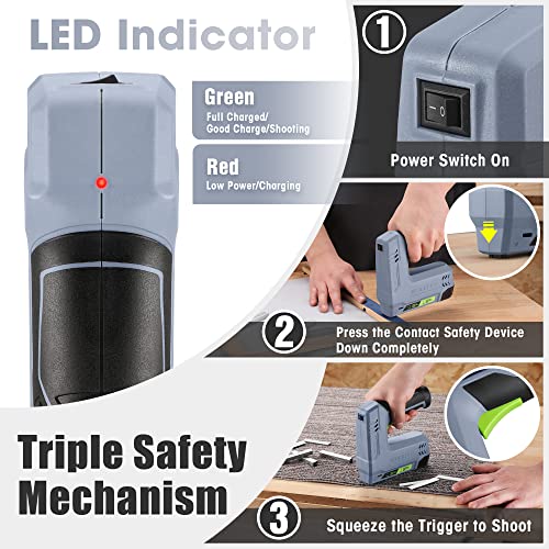WORKPRO - Cordless Stapler (3.6V, 2000mAh, 2000 Staples, 2 in 1 Multifunction Stapler, Compatible with Type 53 Nails and Staples 8 for DIY Furniture Projects, Woodworking (Grey) | Multifunction Stapler Compatible with Nails and Staples Type 53/8 for DIY, Furniture and Carpentry