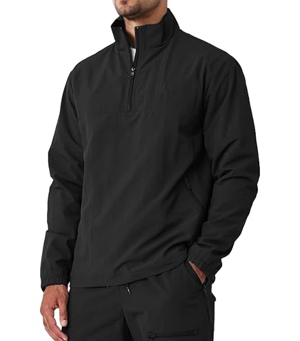 メンズウェア MIW GOLF TRACK JACKET TRACK PANTS black MorwenVeo Men's Casual Quarter Zip Pullover Lightweight Golf Track