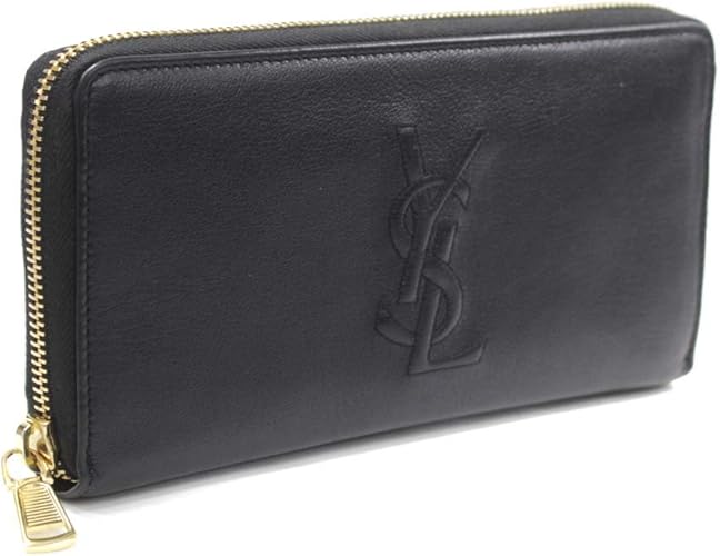 Amazon イヴ サンローラン Yves Saint Laurent ラウンドファスナー長財布 ロングウォレット 長財布 ブラック レディース レザー 中古 Yves Saint Laurent イヴサンローラン 財布