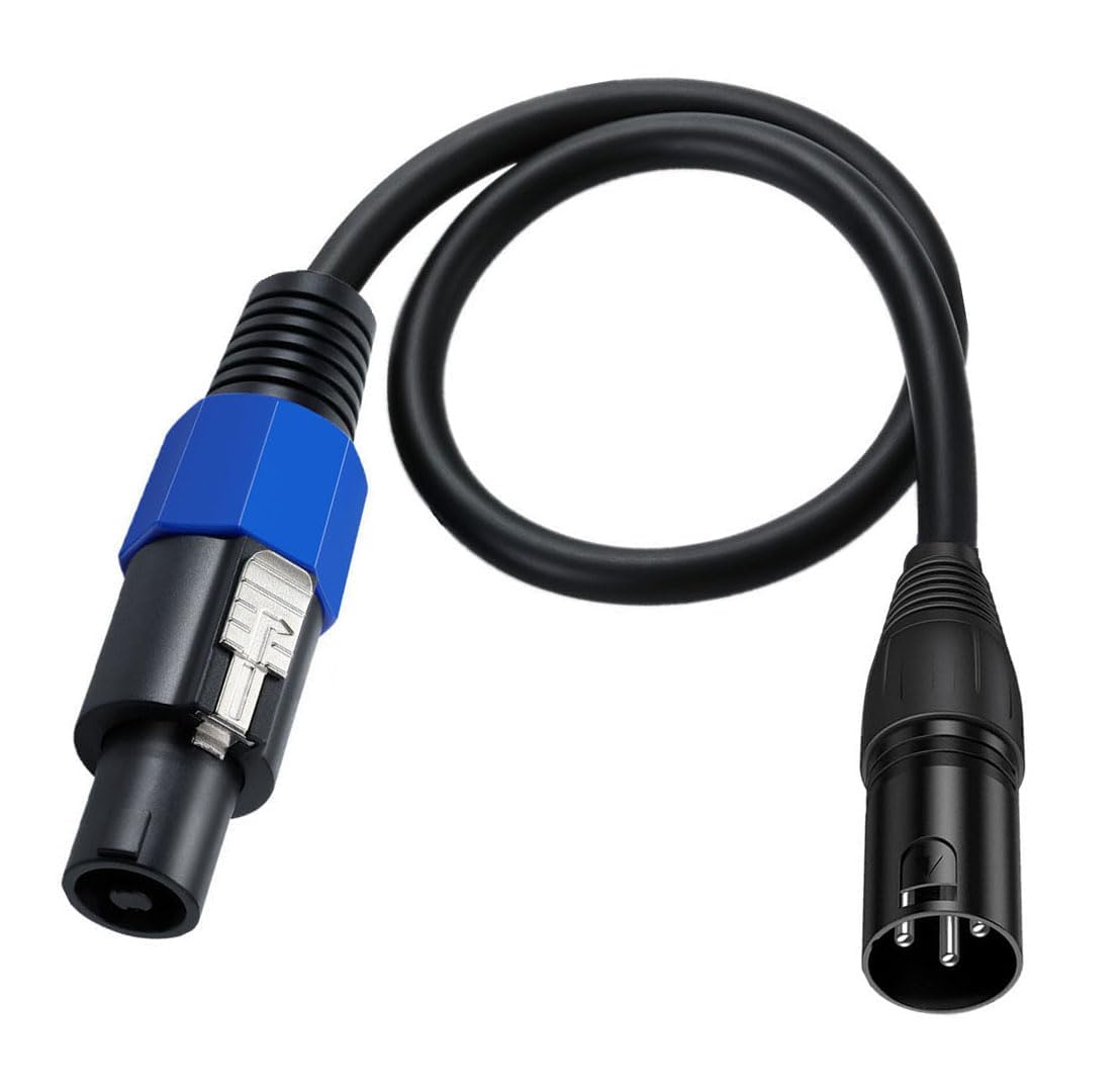 Halokny Speakon to XLR Speaker Cable, 3 Pin Male Audio Adapter for DJ/PA Speaker Cord With Twist Lock (50cm/1.6Feet)