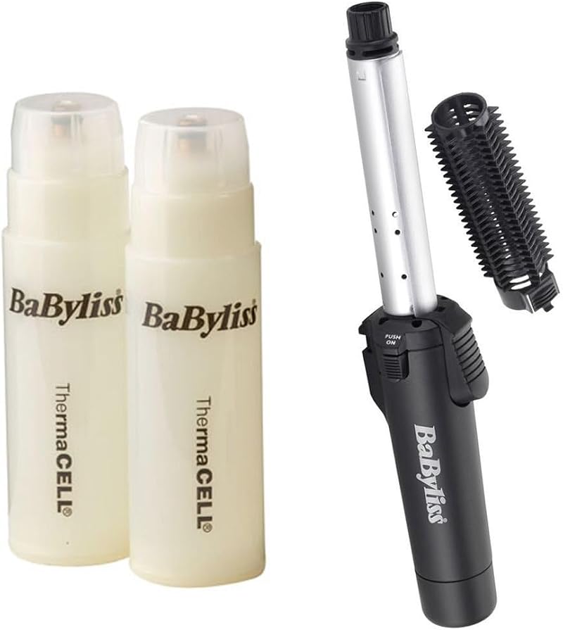 BaByliss 2583BU Pro Cordless 19mm Ceramic Hair Styling Brush Tong + Free Cells