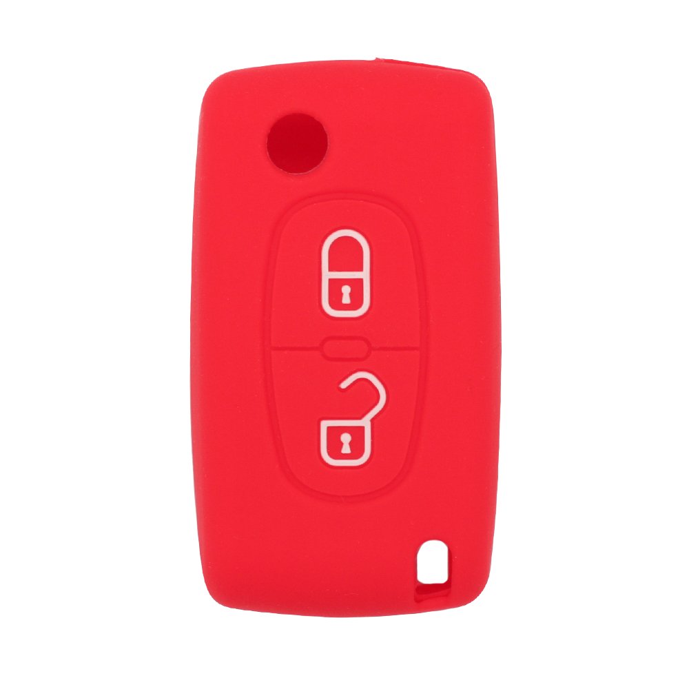 BROVACS Silicone Cover Protector Case Holder Skin Jacket Compatible with PEUGEOT CITROEN 2 Button Flip Remote Key Fob CV4302 Red โ image 1