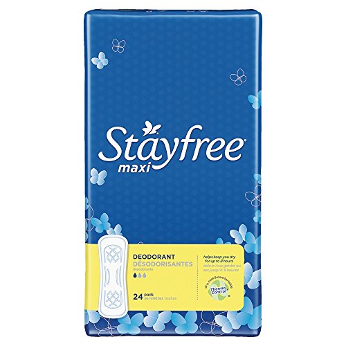 Stayfree Maxi Pads, Deodorant, Heavy Protection, 24 Count (Pack of 8)