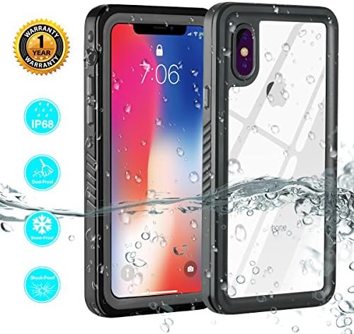 iPhone XS/iPhone X Case, iPhone XS/iPhone X Waterproof Case, Shockproof Dustproof Snowproof Full Body Protective Cover With Built-in Screen Protector For iPhone XS/iPhone X/iPhone 10 (Black/Gray)