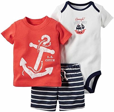 Evelin LEE Baby Boy Short Sleeve T-Shirts and Stripe Shorts 2pcs Set Clothes