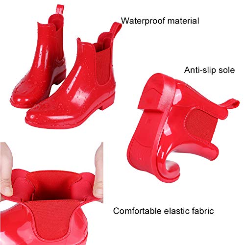 Evshine Women's Short Ankle Rain Boots Lightweight Chelsea Rain Boots