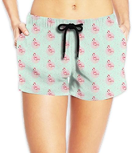 Womens Flamingo Beach Sexy Swimming Running Yoga Active Shorts Large