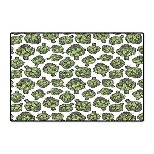 Artichoke Door Mats for Inside Detailed Drawing of Super Foods Fresh Vitamin Sources Natural Nutrition Source Floor mat Bath Mat 20"x32" Forest Green