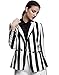 Payeel Costume Black and White Striped Leisure Blazers Jacket Suit(Small)