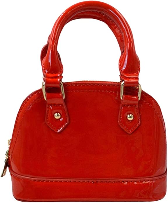 Aisa Women Fashion Synthetic Patent Leather Shell Tote Handbag Dome Top