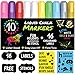 Chalk Markers by Vaci, Pack of 10 + Drawing Stencils + 16 Labels, Premium Liquid Chalkboard Neon Pens, Including Gold, Silver and Extra White Ink, Bullet or Chisel Reversible Tips primary