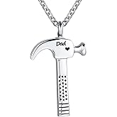 LuxglitterLin Hammer Construction Tool Urn Necklace for Ashes Laborer Cremation Keepsake Memorial Pendant Jewelry Dad Grandma Mom