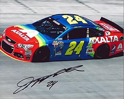 AUTOGRAPHED 2015 Jeff Gordon #24 Axalta Racing Team (Retro Rainbow) Bristol Motor Speedway On-Track Inscribed Signed Picture 8X10 NASCAR Glossy Photo with COA