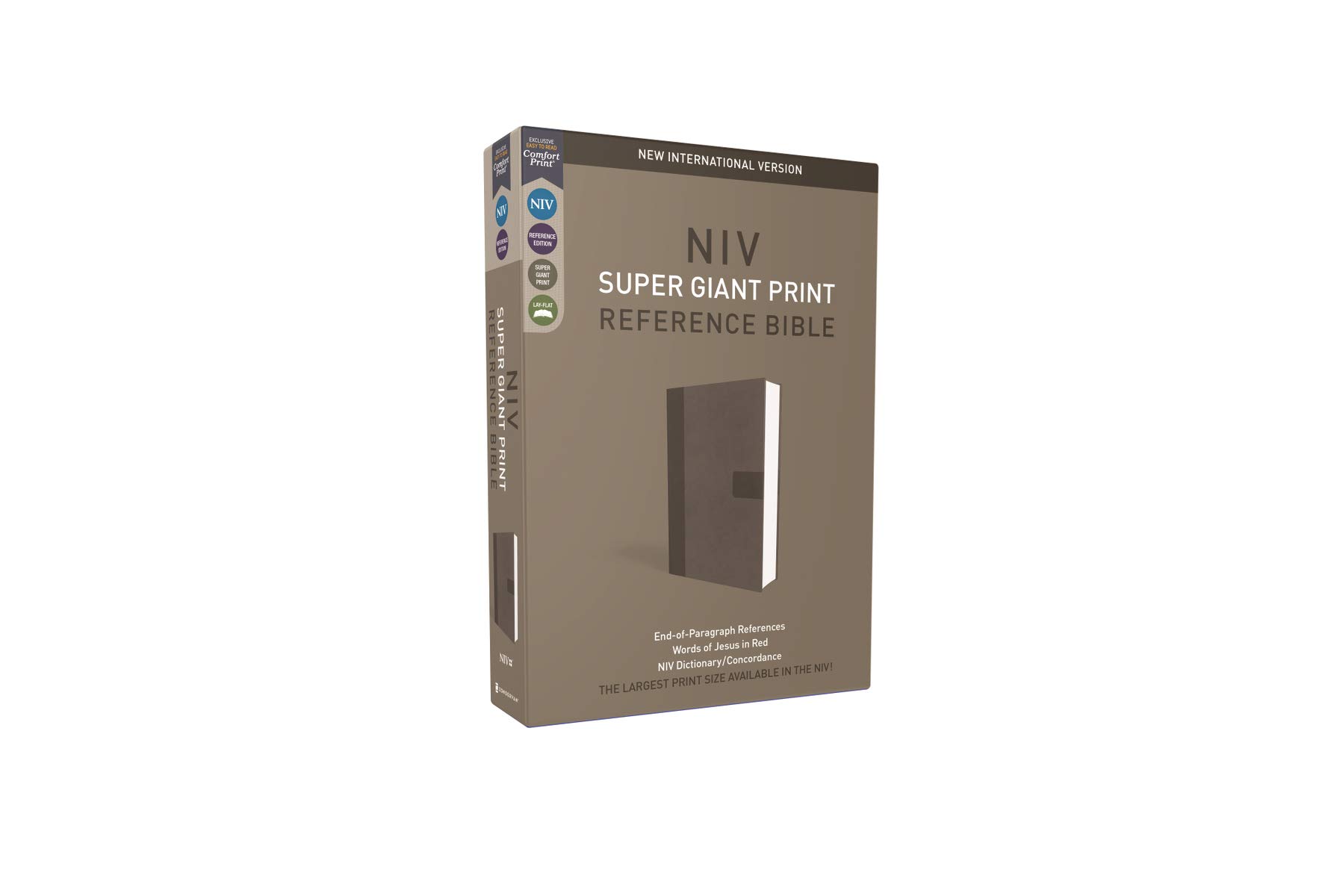 NIV, Super Giant Print Reference Bible, Leathersoft, Gray, Red Letter, Comfort Print Mar 13, 2018