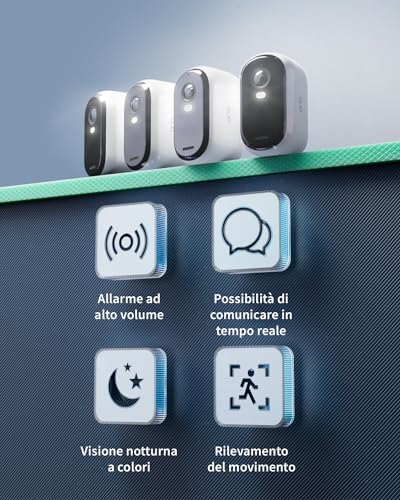 Essential HD Telecamera WiFi Esterno Senza Fili, Telecamera WiFi Interno, Sirena Allarme Casa, Sensore Di Movimento, Visione Notturna A Colori, Prova Inclusa Arlo Secure, 2 Telecamere, Bianche