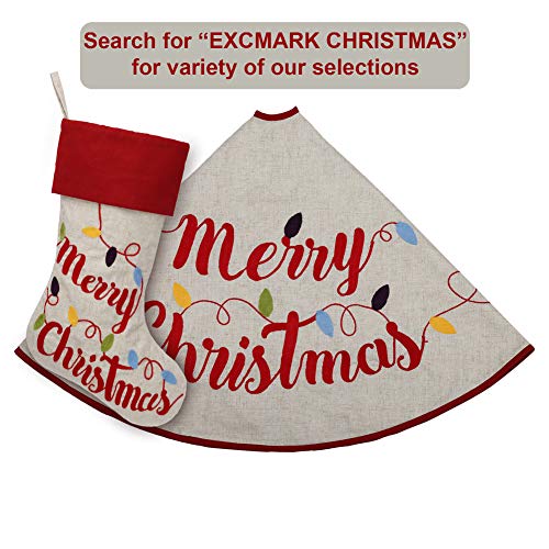 ExcMark 48 inch Merry Christmas Tree Skirt with Colorful Strings - Thumbnail 3