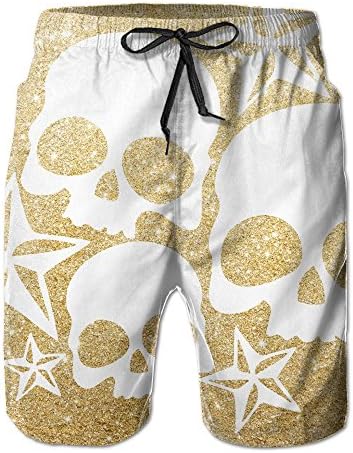 Novelty Men's Stars &amp; Skulls Beach Shorts Bathing Suits Summer Tropical Quick Dry Board Shorts XX-Large