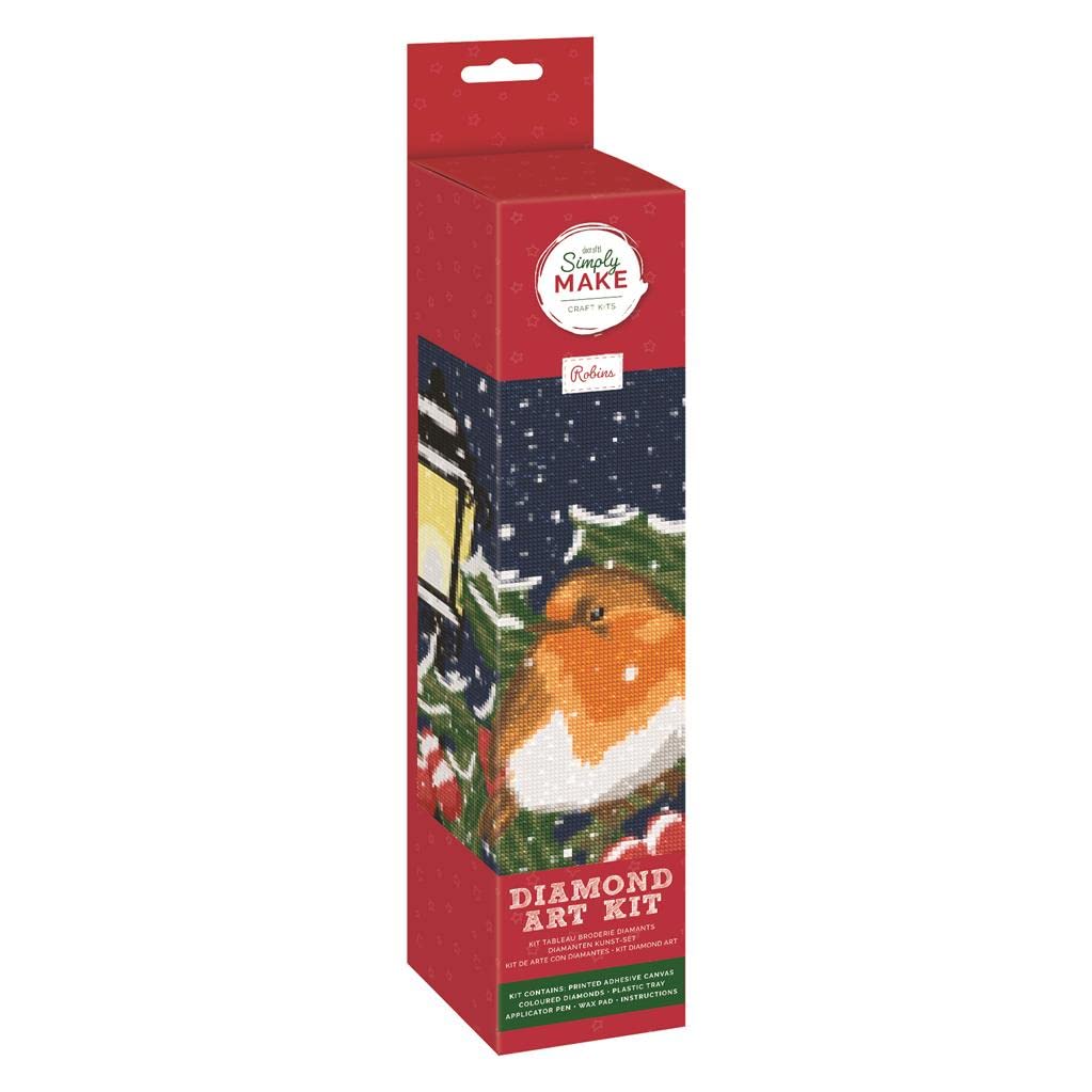 Simply Make Christmas Diamond Art Kit - Robins Diamond Painting Kits for Adults, Picture Canvas with Accessories, For Home Decor or Wall Hang Accessory, Gem Tool Included - Art & Craft Kit — image 1